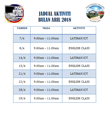 JADUAL AKTIVITI APRIL