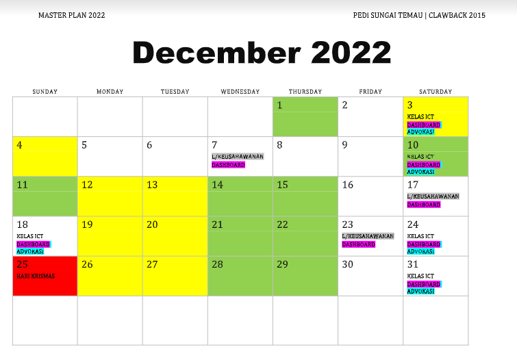 JADUAL AKTIVITI DECEMBER 2022