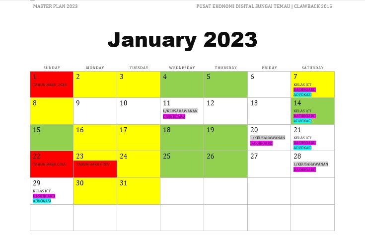 JADUAL AKTIVITI JANUARI 2023