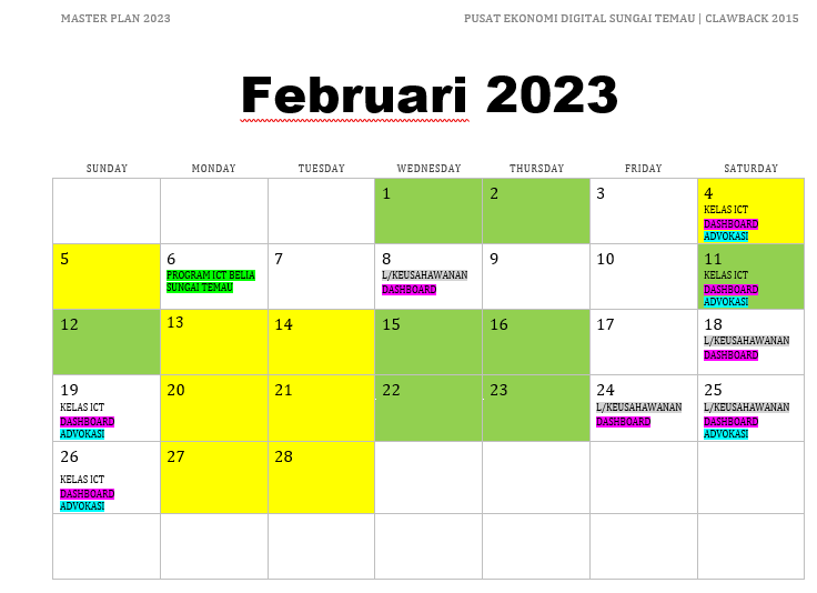 JADUAL AKTIVITI FEBRUARI 2023