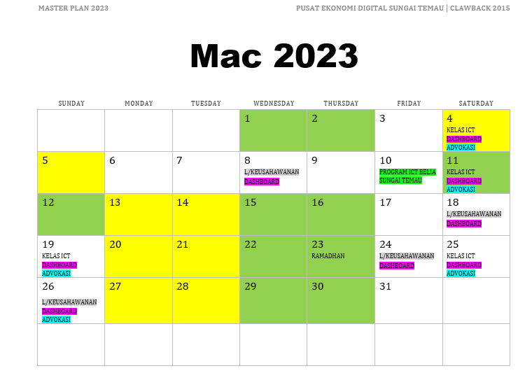 JADUAL AKTIVITI MARCH 2023