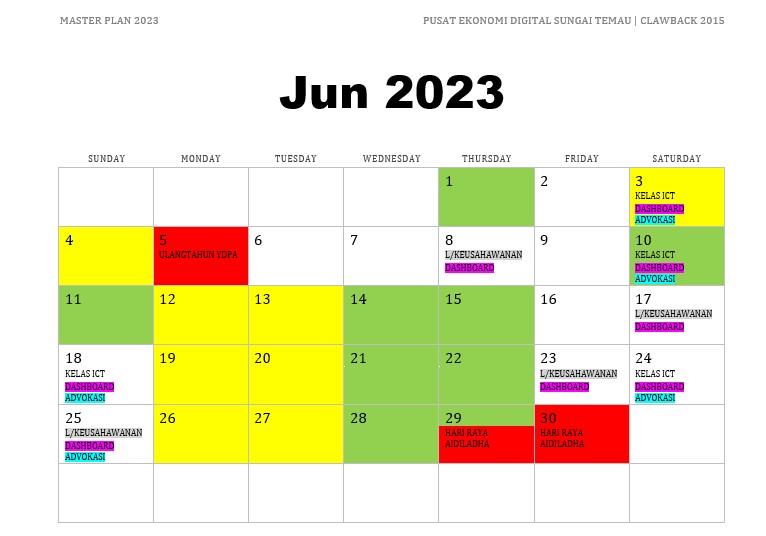 JADUAL AKTIVITI JUNE
