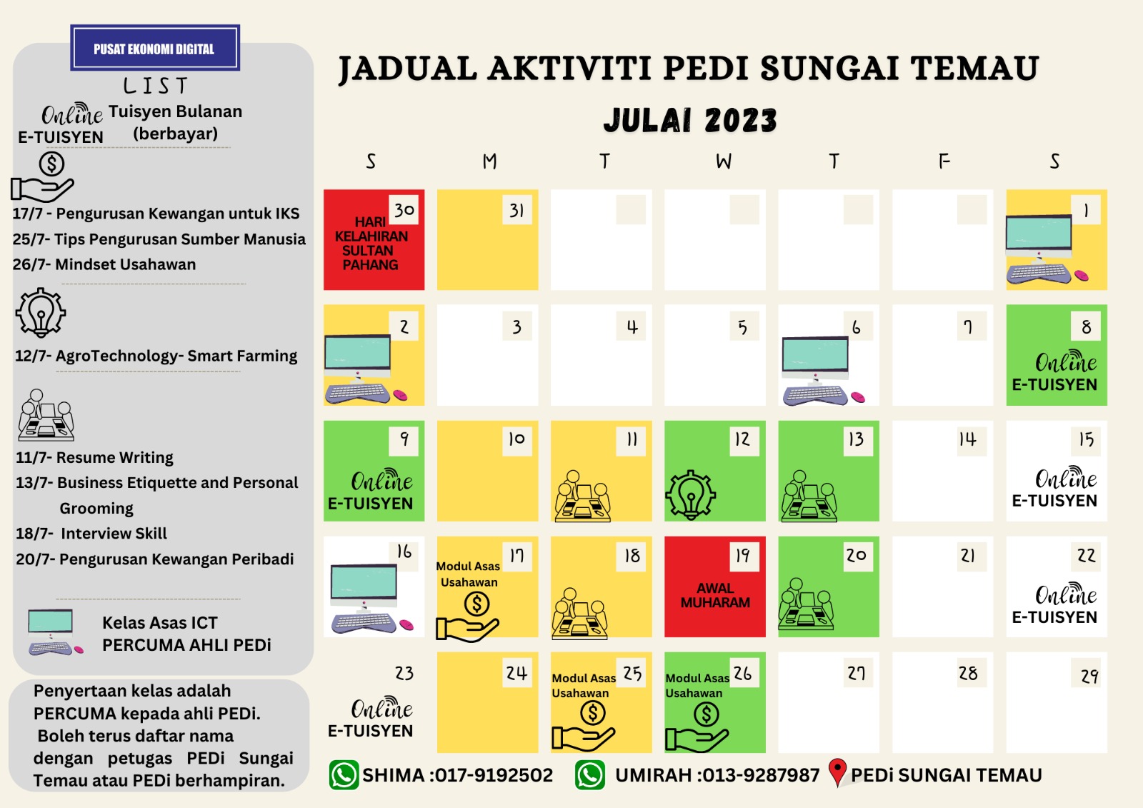 JADUAL AKTIVITI JULAI 2023