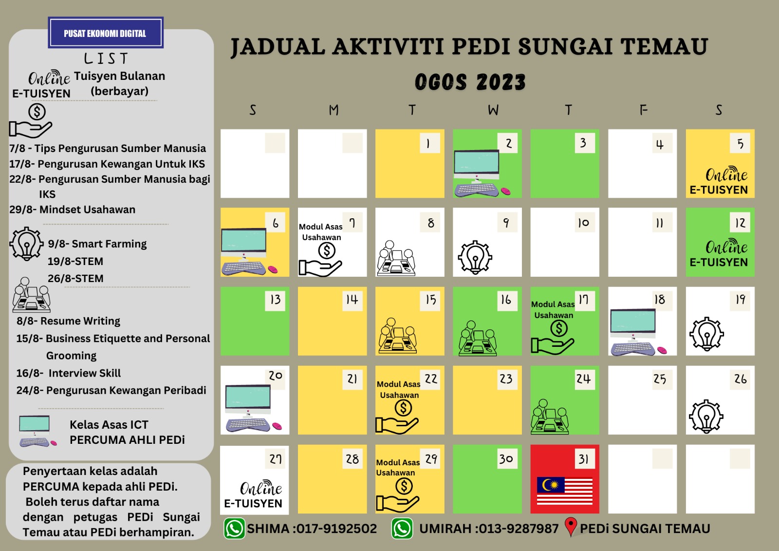 JADUAL AKTIVITI OGOS 2023