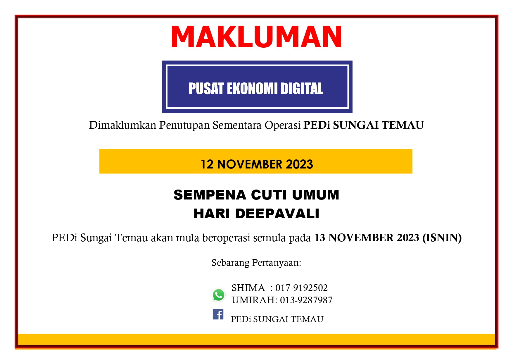 CUTI DEEPAVALI