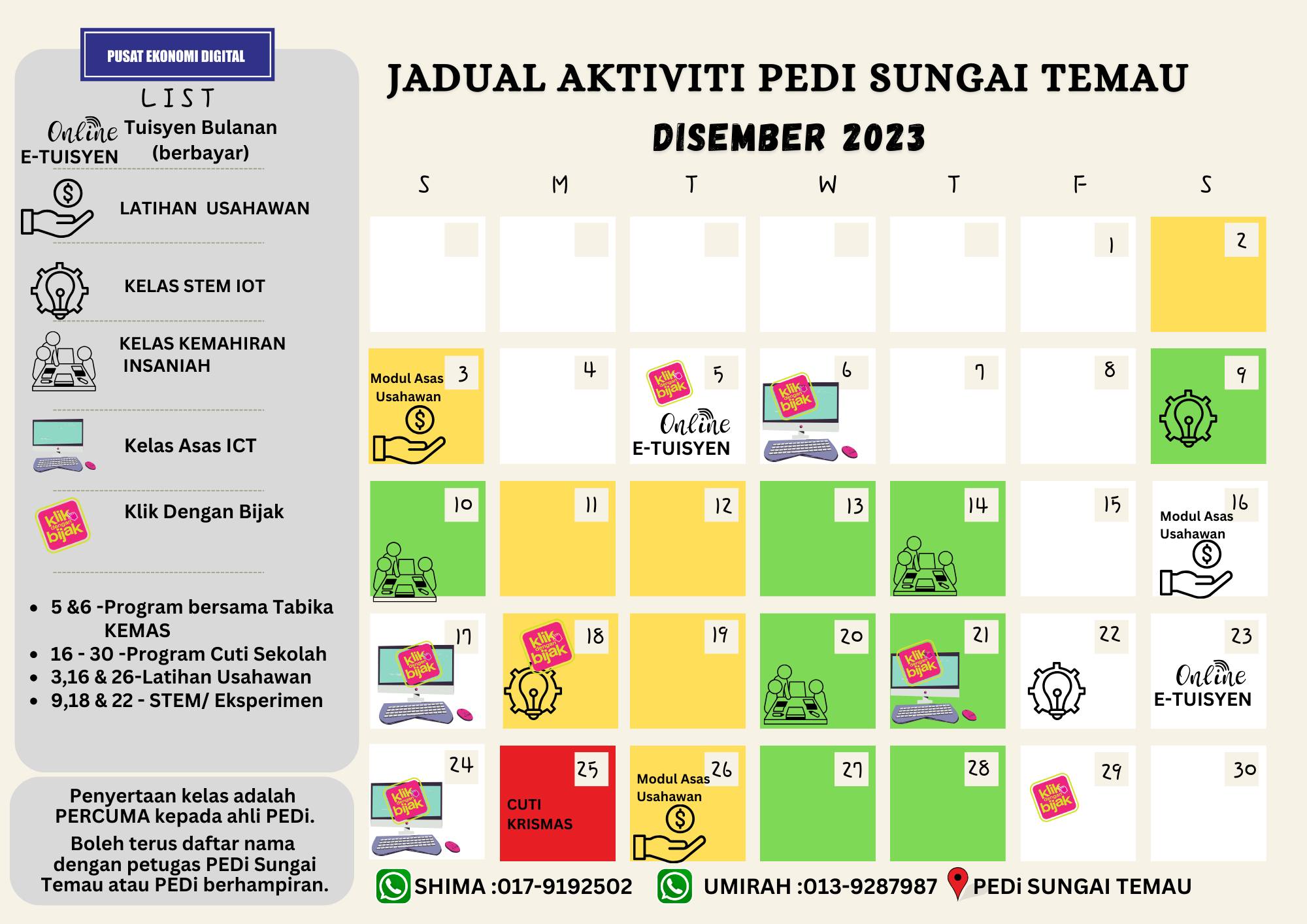 JADUAL AKTIVITI DISEMBBER 2023