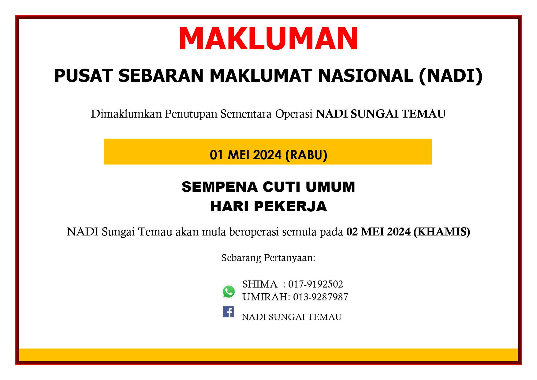 CUTI UMUM HARI PEKERJA