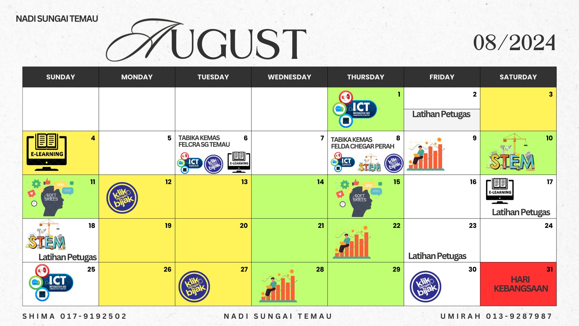 JADUAL AKTIVITI OGOS 2024